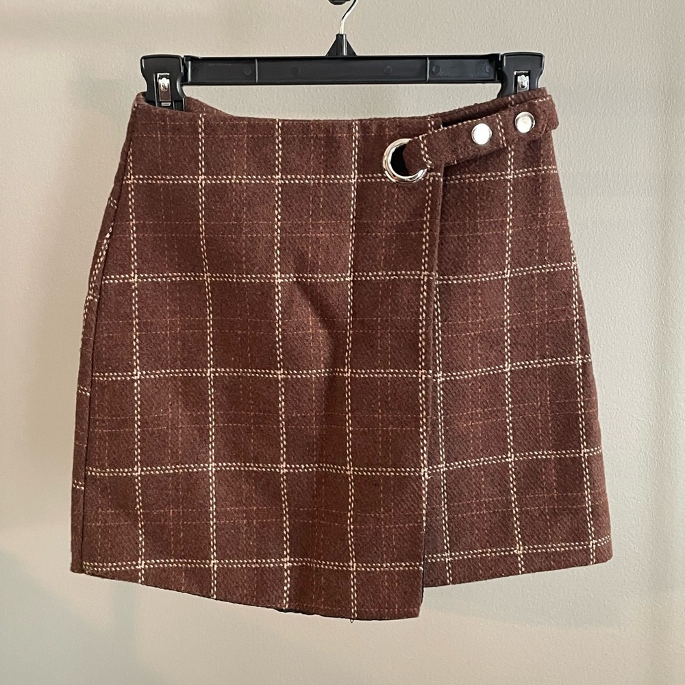 Yesstyle Plaid Zipper Up Mini Skirt